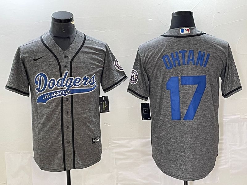 Men Los Angeles Dodgers #17 Ohtani Grey Nike Game MLB Jersey style 5